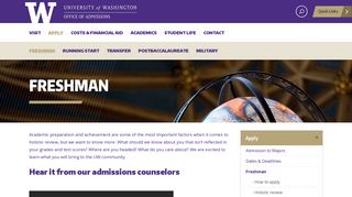 Freshman | Office of Admissions - UW.edu - University of Washington