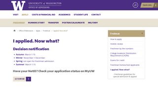 I applied. Now what? | Office of Admissions - UW.edu - University of ...