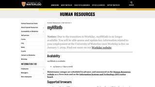 myHRinfo | Human Resources | University of Waterloo