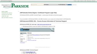 UW-Parkside Online Degree / Certificate Program Login Help