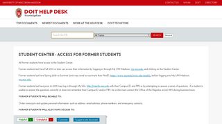 Student Center - Access for Former Students - Kb.wisc.edu…