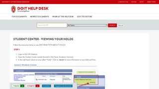 Student Center - Viewing your Holds - Kb.wisc.edu…
