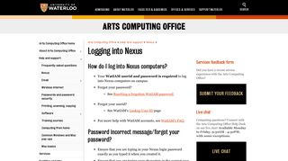 Logging into Nexus | Arts Computing Office | University of Waterloo
