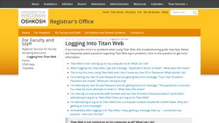 Logging Into Titan Web - University of Wisconsin Oshkosh