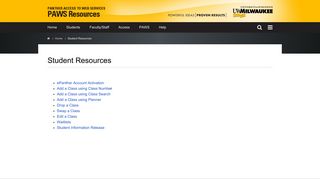 Student Resources | PAWS Resources - UWM