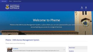 Pheme : Pheme - UWA Access Management System : The University ...
