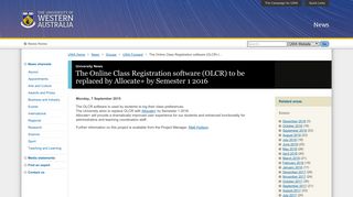 The Online Class Registration software (OLCR) to be replaced by ...