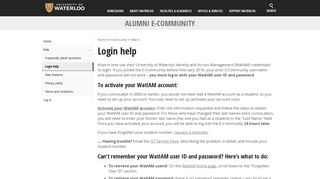 Login help - Alumni E-Community - University of Waterloo