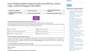 Union Wallowa Baker Federal Credit Union Bill Pay, Online Login ...