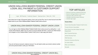 Union Wallowa Baker Federal Credit Union Login, Bill Payment ...