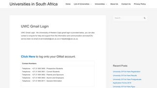 UWC Gmail Login - Universities in South Africa