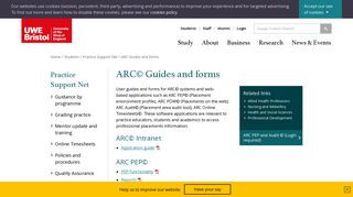 ARC user guides - UWE Bristol: Practice Support Net