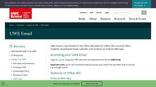UWE Email - UWE Bristol: IT Services