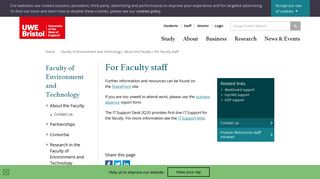 For Faculty staff - UWE Bristol: Faculty of Environment and Technology
