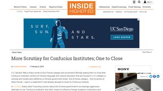 More Scrutiny for Confucius Institutes; One to Close - Inside Higher Ed