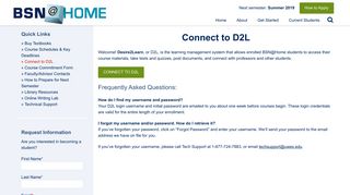 D2L (Desire2Learn) Connection Information | <span class=