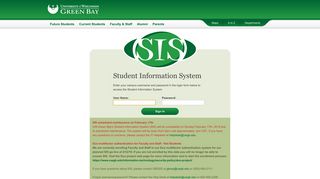 SIS | University of Wisconsin - Green Bay - UW-Green Bay