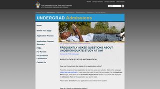 application status information - UWI St. Augustine