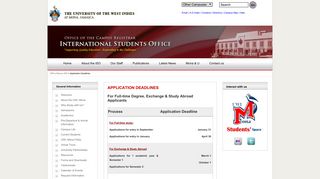 Application Deadlines | International Students Office | The ... - UWI, Mona