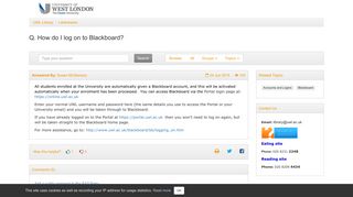 Q. How do I log on to Blackboard? - UWL LibAnswers
