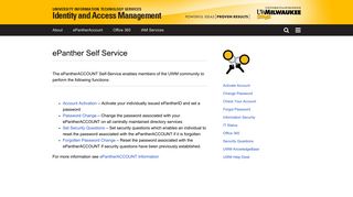 ePanther Self Service | Identity and Access Management - UWM