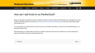 How can I add funds to my PantherCard? | Restaurant ... - UWM