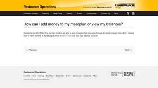 How can I add money to my meal plan or view my balances? - UWM