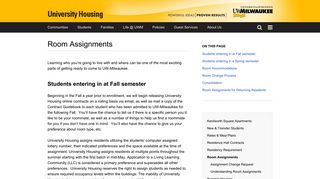 Room Assignments | University Housing - UWM