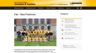 Fall – New Freshman | Student Orientation - UWM