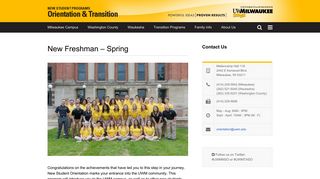 New Freshman – Spring | Student Orientation - UWM