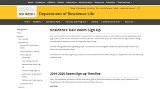 Resident Hall Room Sign Up - University of Wisconsin Oshkosh