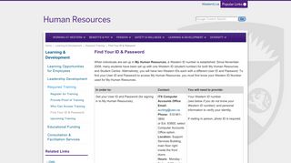 Find Your ID & Password - Human Resources - Western University