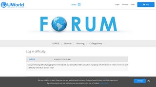 Log in difficulty - Step 3 - UWorld Forums For USMLE, ABIM, ABFM ...