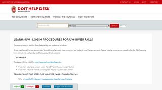 Login Procedures for UW-River Falls - WISC KB
