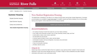New Student Registration Housing | University of ... - UW-River Falls