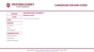 Employer Login - UWS- Career Hub - Western Sydney University
