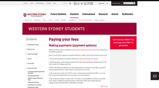 Paying your fees | Western Sydney University