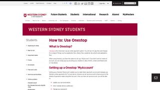 How to: Use Onestop | Western Sydney University