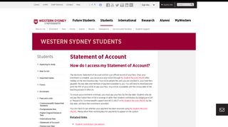 Statement of Account | Western Sydney University