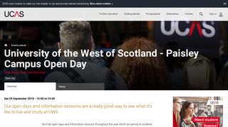University of the West of Scotland - Paisley Campus Open Day | Open ...