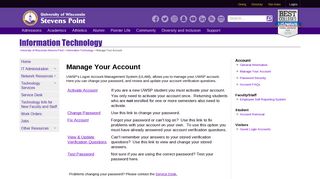 Manage Your Account - Information Technology | UWSP