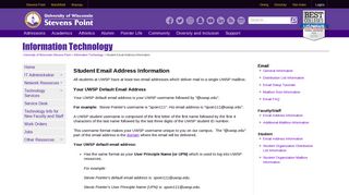 Student Email Address Information - Information Technology | UWSP