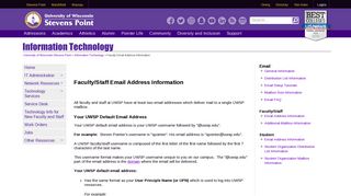 Faculty Email Address Information - Information Technology | UWSP