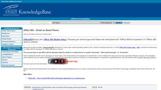 Office 365 -- Email on Smart Phone - UW-Stout KnowledgeBase
