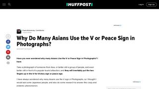 Why Do Many Asians Use the V or Peace Sign in Photographs ...