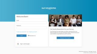 login page - Survey Gizmo
