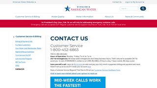 Virginia > Customer Service & Billing > Contact Us - American Water