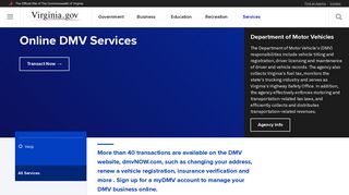 Online DMV Services - Commonwealth of Virginia