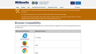 Browser Compatibility - VA/DoD eBenefits