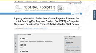 Agency Information Collection (Create Payment Request for the VA ...